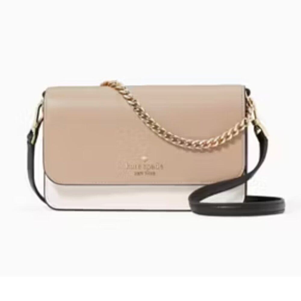 NEW Kate Spade Madison Mini Flap Crossbody toasted hazelnut multi